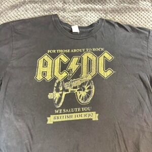 AC/DC For Those About To Rock British Tour 82 Graphic T-Shirt Mens Large Black